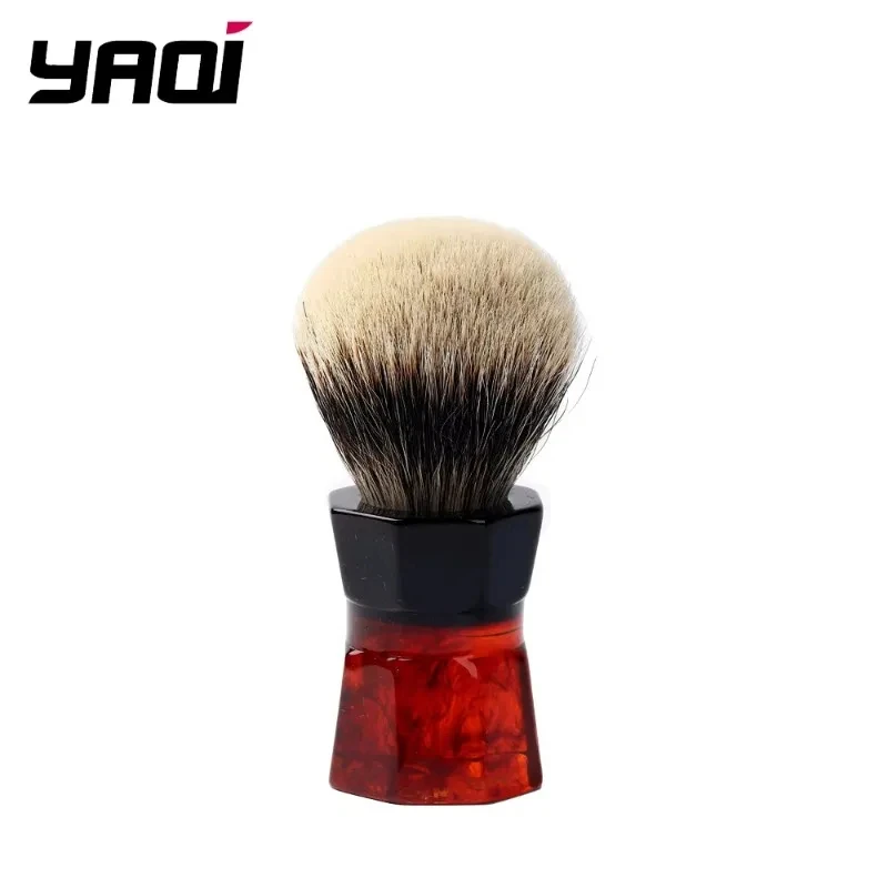 yaqi-shaving-brush-for-men-premium-bristle-shave-brush-red-amber-marbled-black-hexagon-resin-handle-wet-shaving-foam-brush