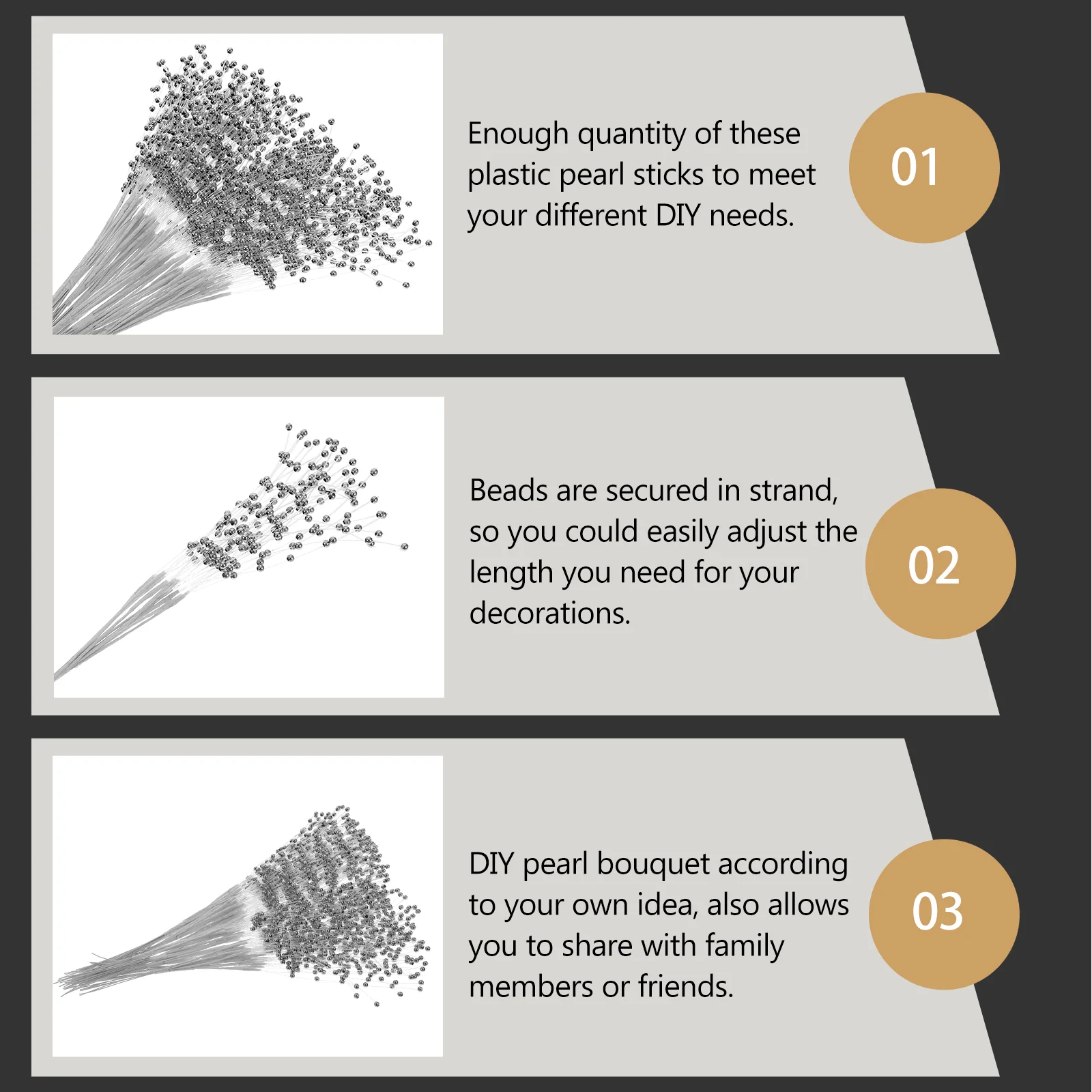  100 PCS Decorative String of Pearls Rhinestone Veil Body Chain Flower Garland Bride