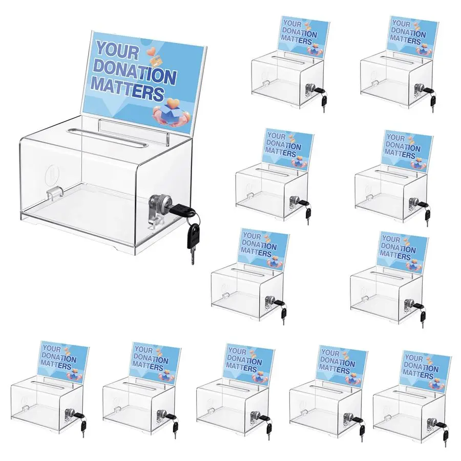 صندوق تجميع بطاقات العمل مع قفل مدمج، لون شفاف، 12 عبوة #1