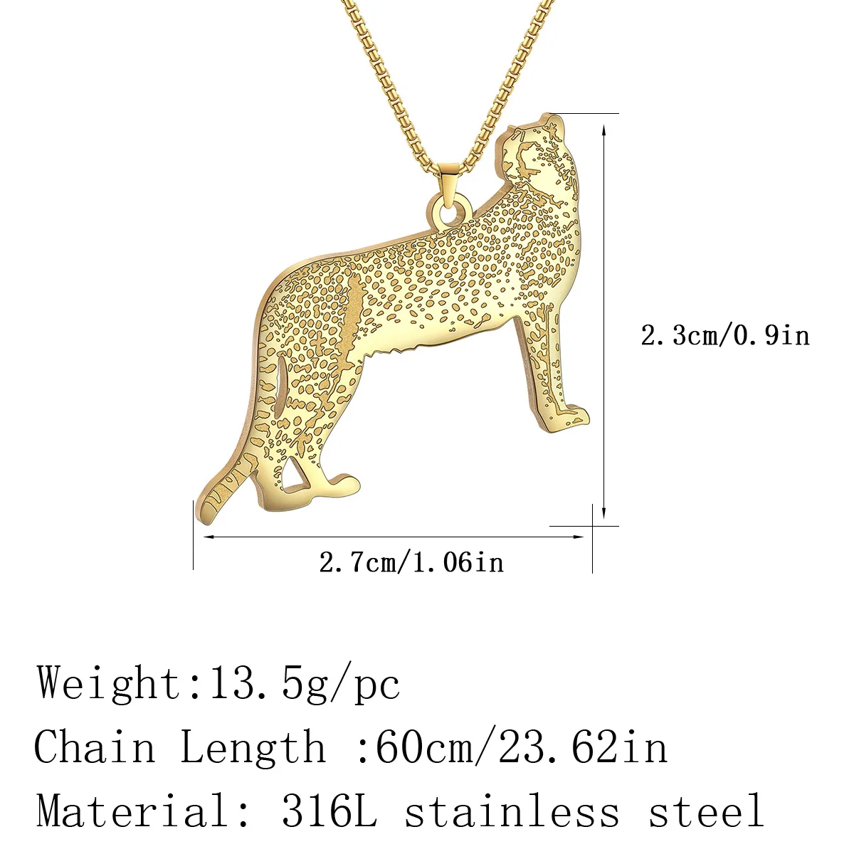 Kinitial Cheetah Leopard Pendant Necklace For Men Women Hip Hop Fastest Land Animal Pandent Neck Chain Jewelry Accessory