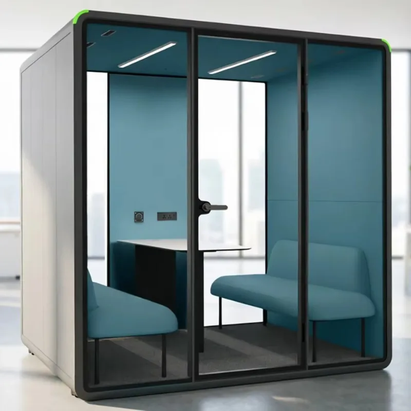 4 Person Soundproof Acoustic Office Meeting Pod Movable Silent Privacy Booth Modular Work Cabin For Open Office Coworking