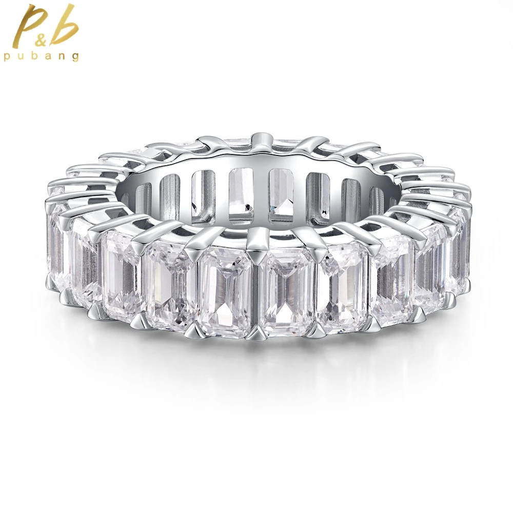 

PuBang Fine Jewelry Full Gem Diamond Row Ring Solid 925 Sterling Silver Created Moissanite for Womenn Wedding Gift Drop Shipping