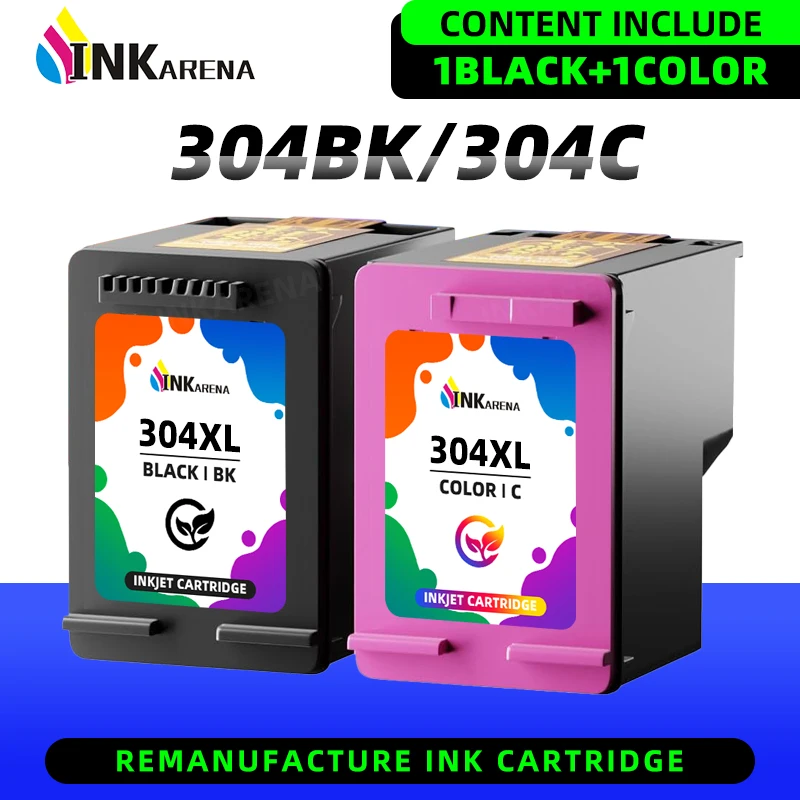Cartucho de Tinta Remanufacturado 304XL Compatible con HP 304XL Deskjet 2620 All-in-One 3700 3720 3752 5000 5010 5030