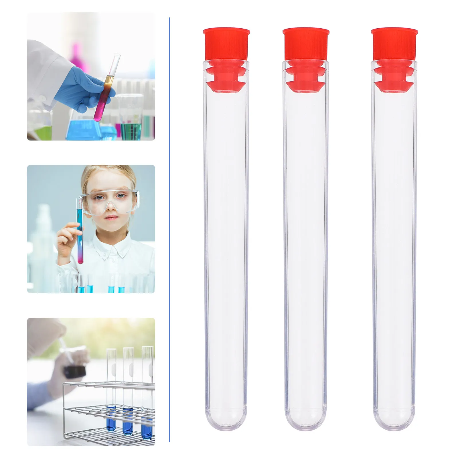 

40Pcs Test Tubes Plastic Science Tubes Multi-Use Storage Containers for Teaching Chemistry Liquid Storage Experimental Set