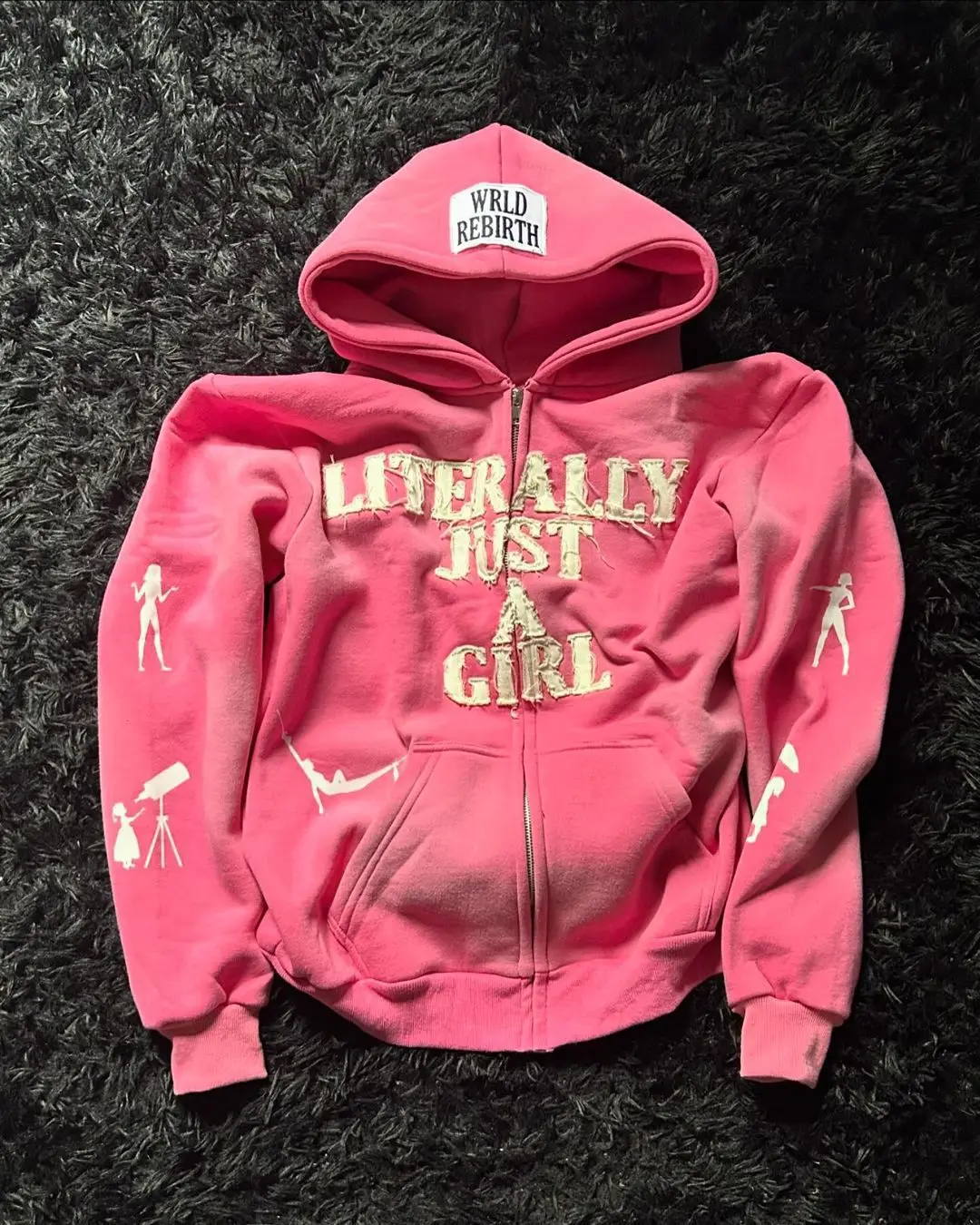 Sudadera con capucha bordada con letras hip-hop American Y2K, un estilo callejero elegante tanto para hombres como para mujeres con un cárdigan suelto con cremallera