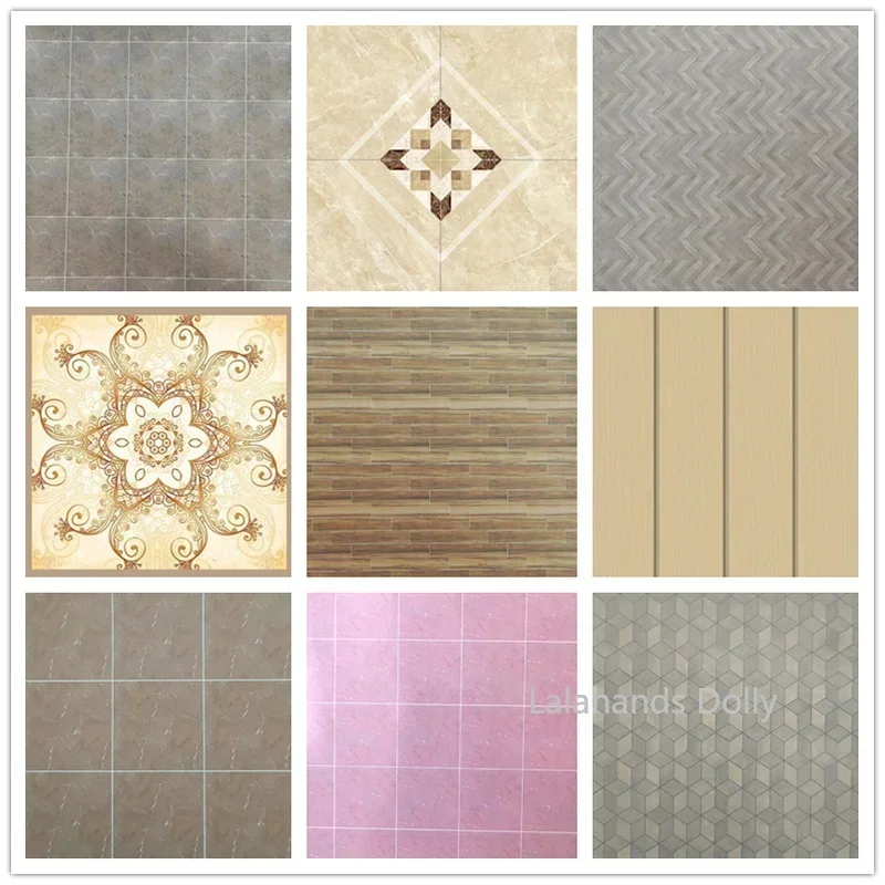 1:12 DIY Doll House A4(21x30cm) Kitchen Bathroom Living Room Floor Wallpaper(viscous) for Dollhouse Decoration Accessories