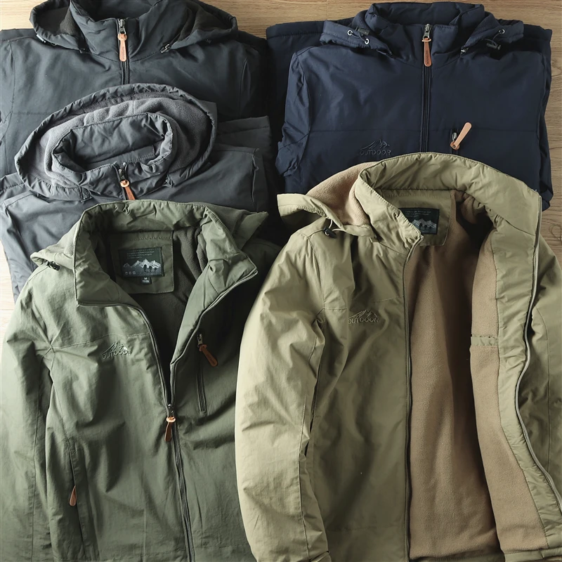 Tech Three-Proof Men's Outdoor Casual Fleece-Lined Thickened Jacket Windproof Waterproof Fashionable Urban Style Long Sleeve ...