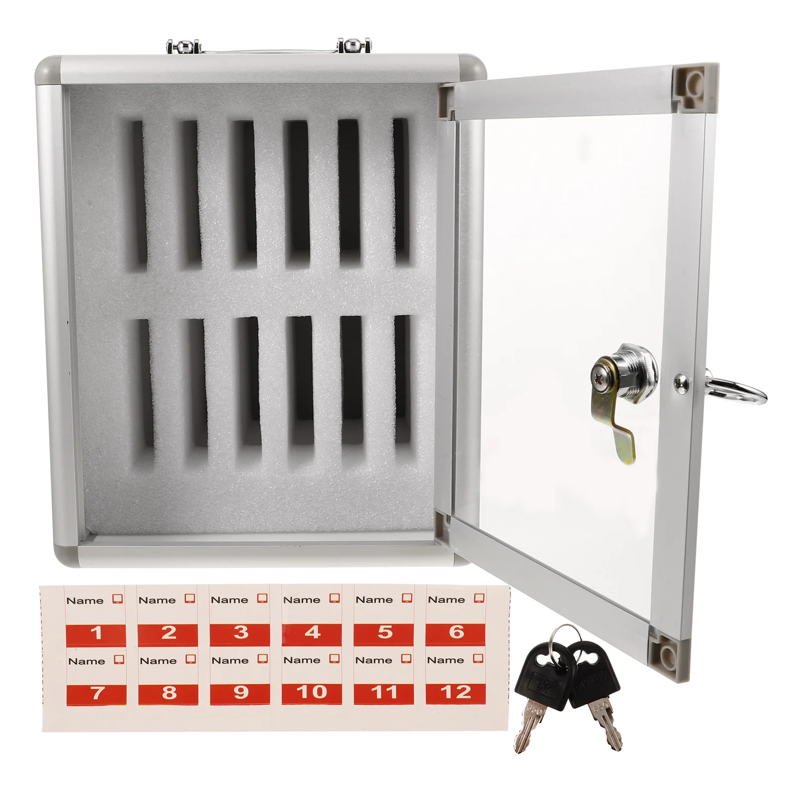 صندوق تخزين الهاتف المحمول خزانة معدنية مع قفل مقبض مدرسة مكتب الفصول الدراسية متعددة الفتحات المنظم #2