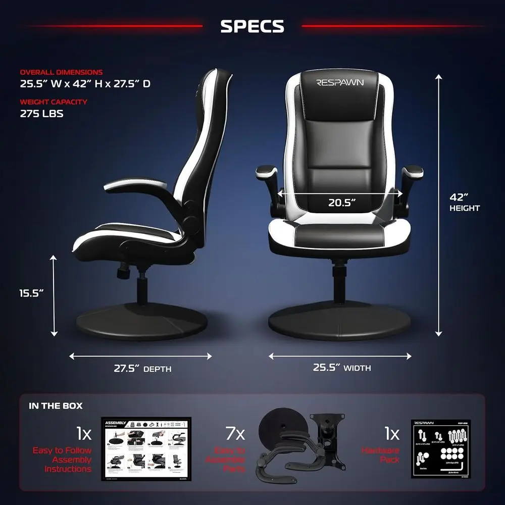 800 ole Rocker Gaming Chair, Swivel Seat with Lumbar Support | 360° swivel rocker gaming chair with lumbar support, lip-up arms