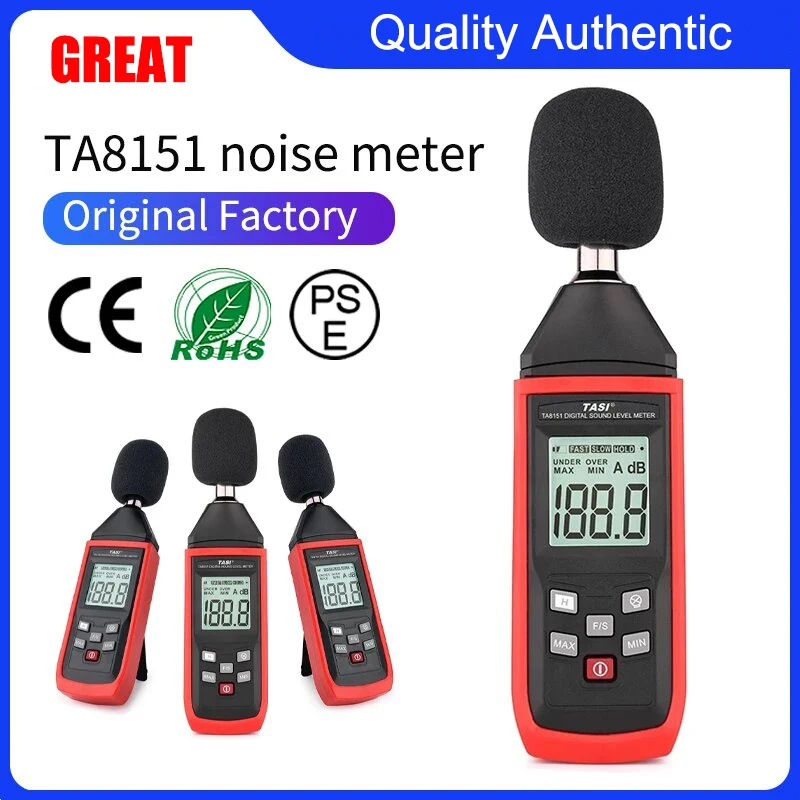 TA8151 Digital Sound Level Meter Noise Tester Sound Detector Decible Monitor 30-130dB Audio Measuring Instrument Alarm