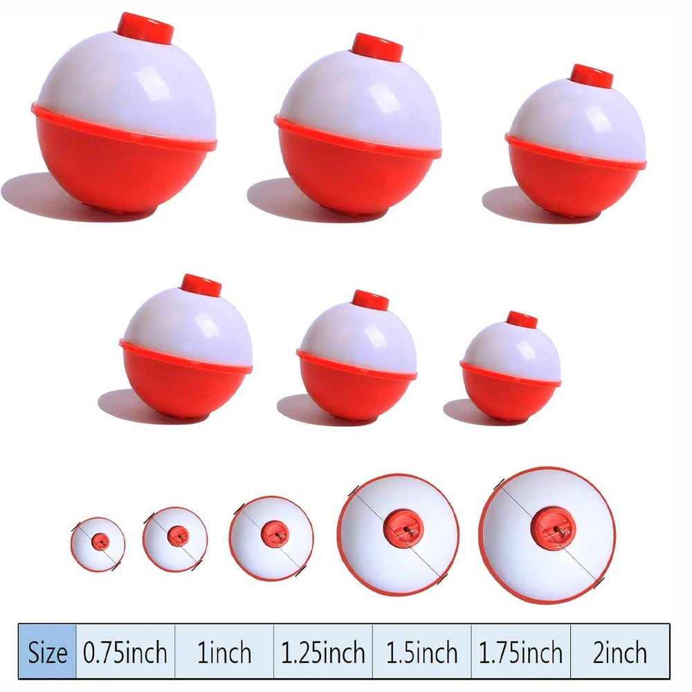 10Pcs Fishing Bobbers Hard ABS Red/white Slip Bobbers Push Button Round Buoy Floats Fishing Tackle Accessories