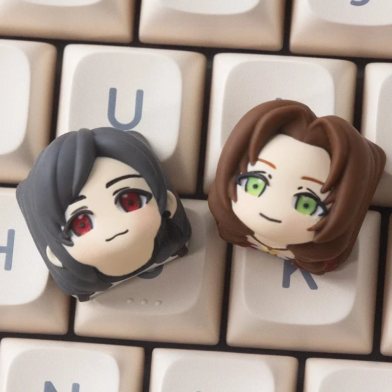 Final Fantasy VII Tifa Lockhart/Aerith Gainsborough الراتنج KeyCap مخصص MX التبديل لوحة المفاتيح الميكانيكية الطرفية Keycap هدية