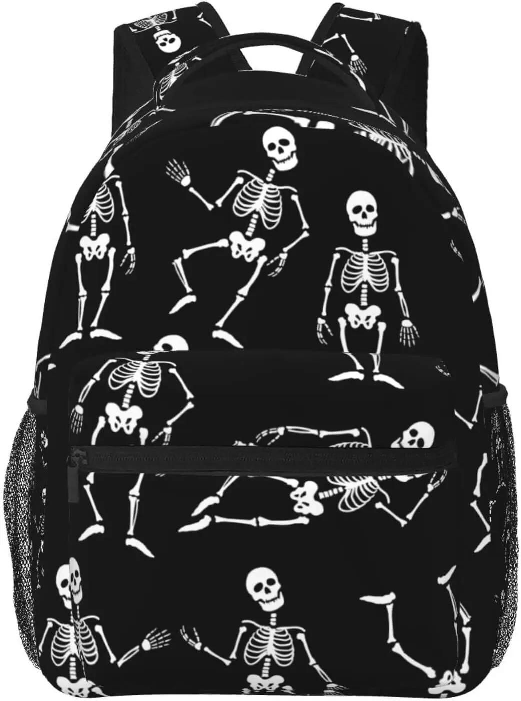 Black Skeletons White Funny Pattern Stylish Casual Backpack Purse Laptop Backpacks Pockets Computer Daypack For Business Travel