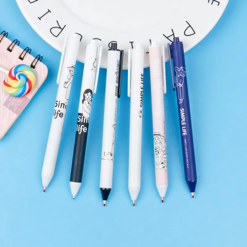 

12 Piece Lytwtw's Cute Simple Life Gel Pen Creative Press Office Gift School Supplies Stationery Kawaii Funny Pens