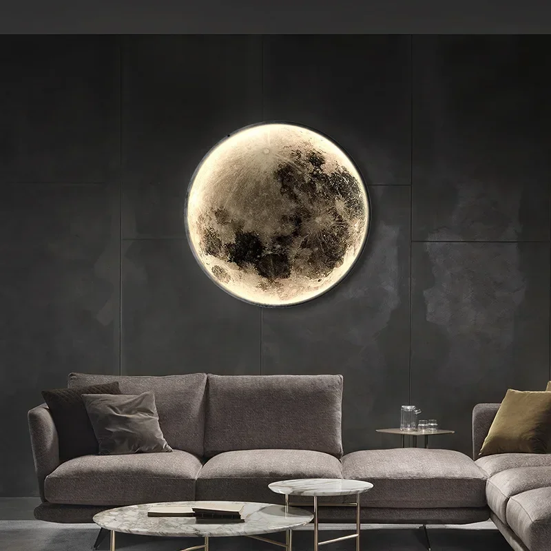 Design moderno nórdico decoração interior lâmpada de parede lunar