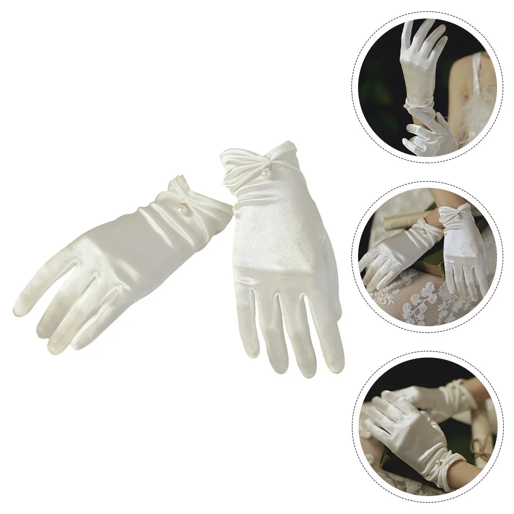 

1Pair Silk Gloves Elegant Wedding Bridal Dress Gloves Comfortable Long Wear Wedding Party Banquet Decorative Photo Prop