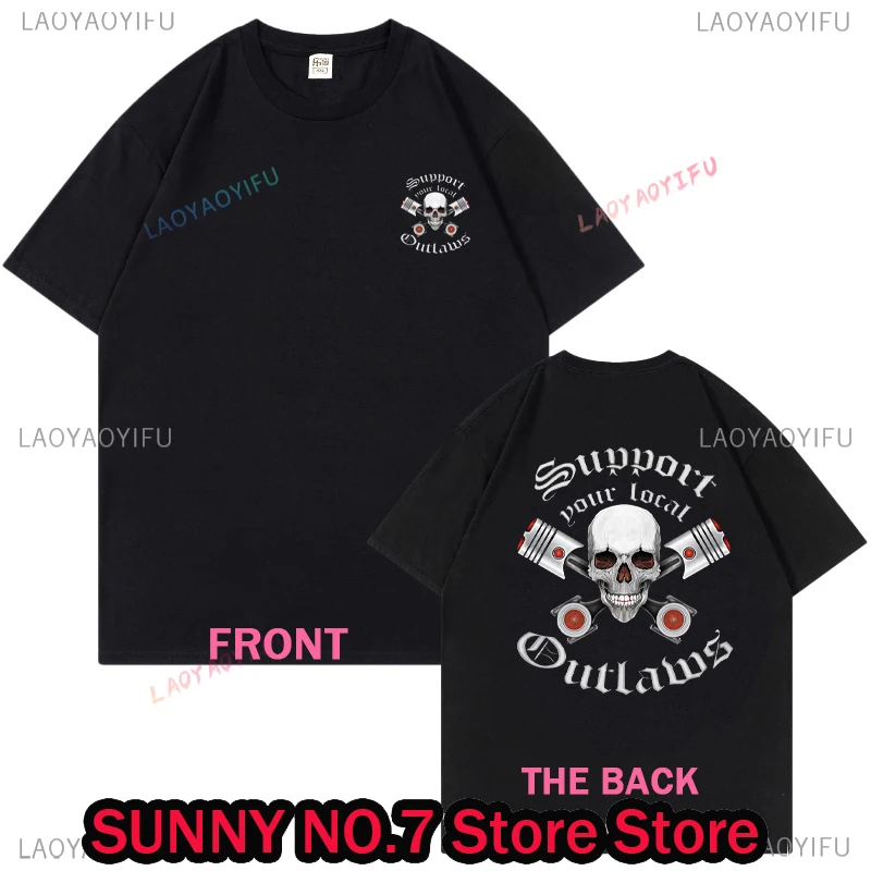 2024 Men T Shirt Casual Support Your Local Outlaws Biker Motorcycle Club T-shirt Graphic Oversized Streetwear XS-4XL Cool Tee