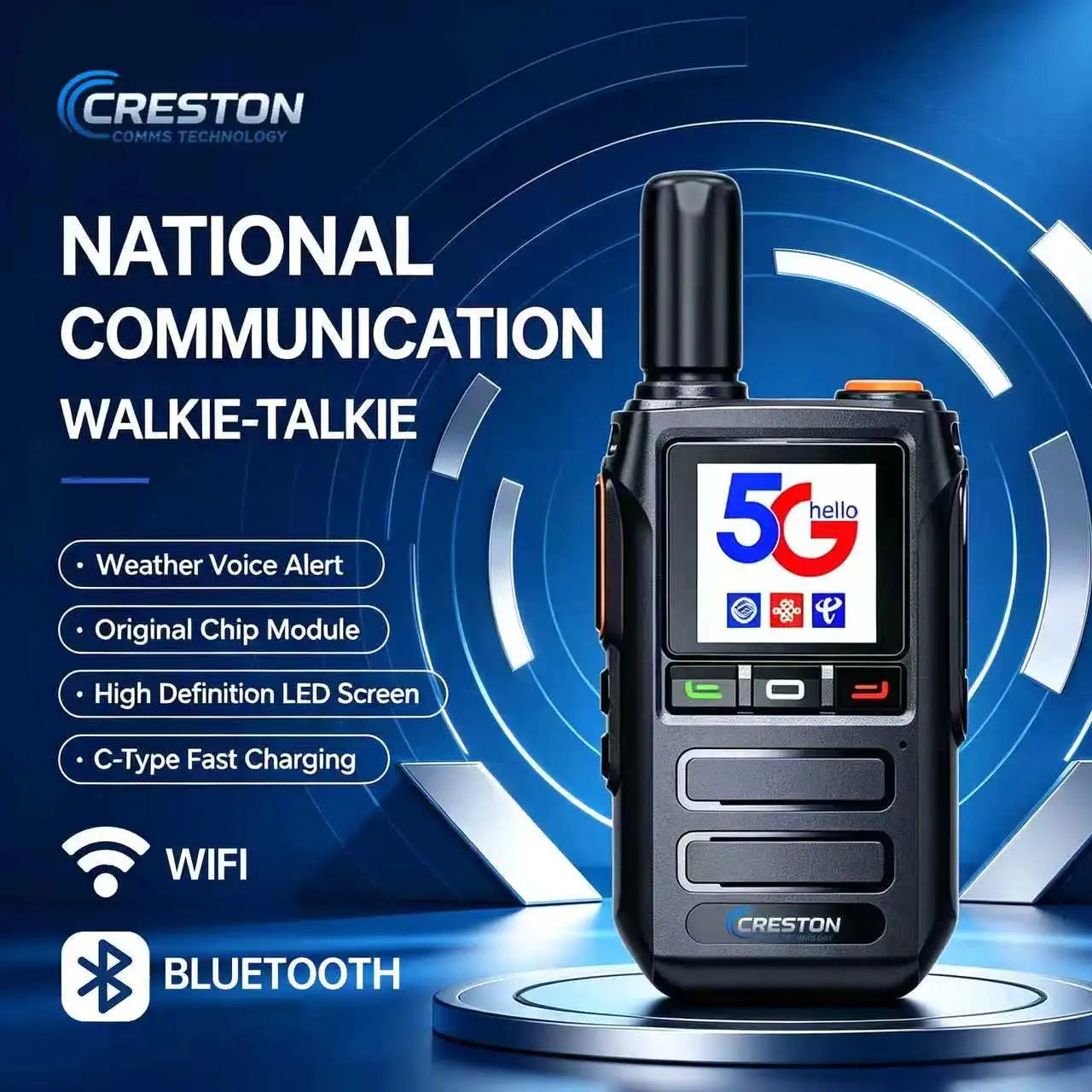 5g-global-public-network-walkie‑talkie-long‑distance-poc-two‑way-radio-hd-screen-type‑c-fast-charge-weather-alert-intercom