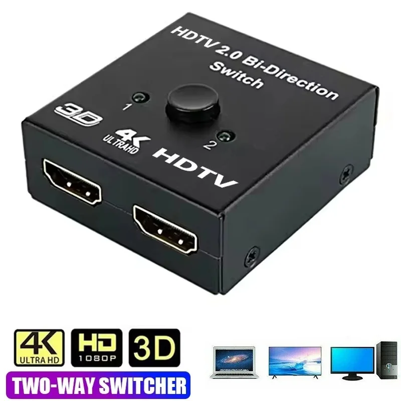 HDMI-compatible Splitter HDMI-compatible Adapter Switch Bi-Direction 2.0 Splitter 1x2/2x1 Adapter 2 In 1 Out Converter For PS5