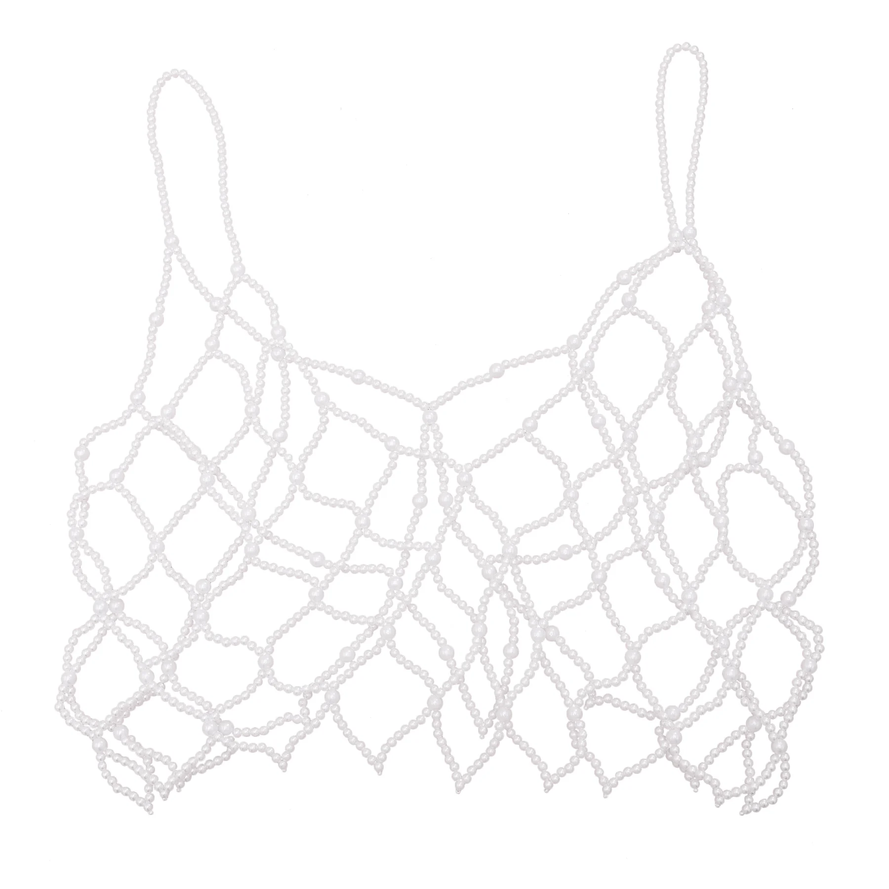 

Euramerican Rhombus Hollow Pearl Vest Body Chain Summer Beach Sexy Fashion Simple Sweet Daily Lovely Women Accessorise