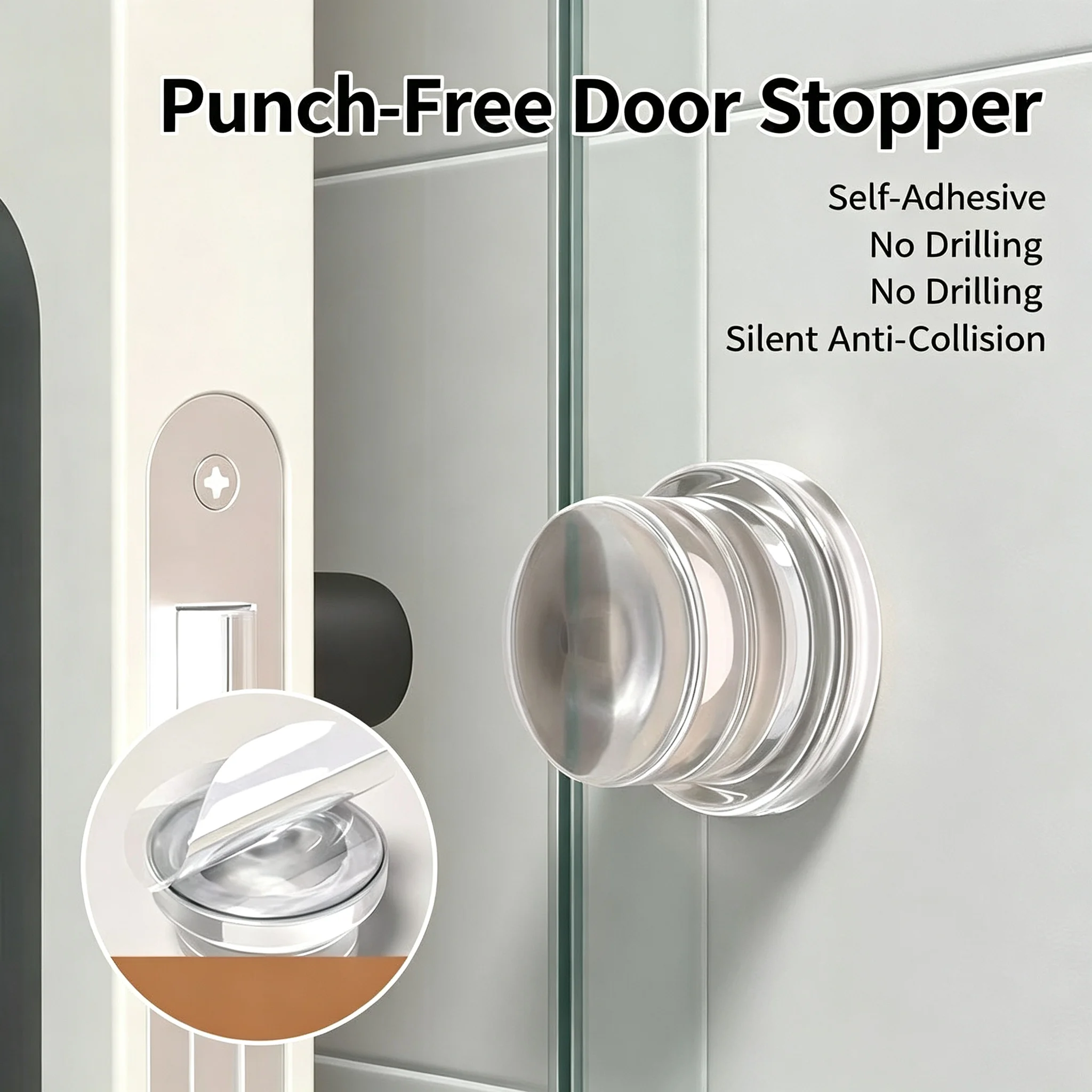 1‑8Pcs Transparent Silicone Door Stopper No Drill Anti Bump Pad Safety Protection Door Stop for Home Office Interior Doors