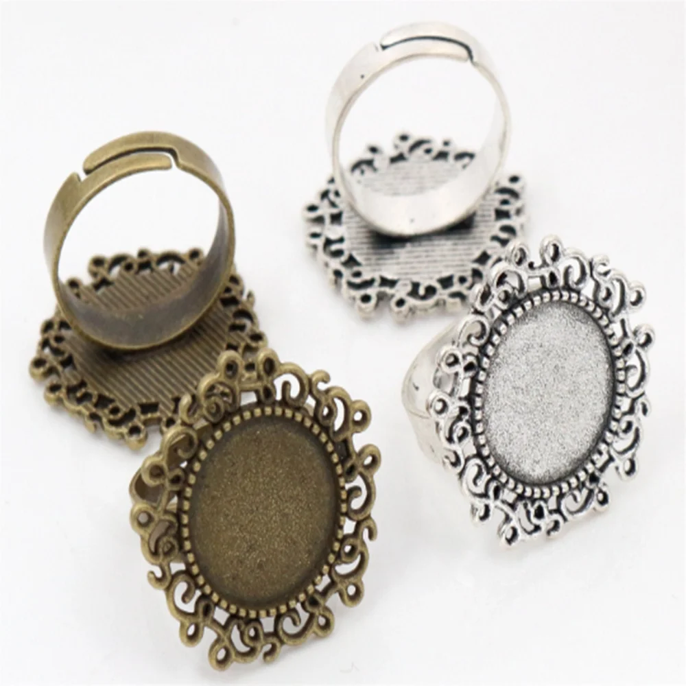 Fit 14mm 5 sztuk brązowy antyczne srebro kolory Plated okrągły regulowany pierścień ustawienia Blank/podstawy, pasuje 14mm szklane Cabochons — zdjęcie 3