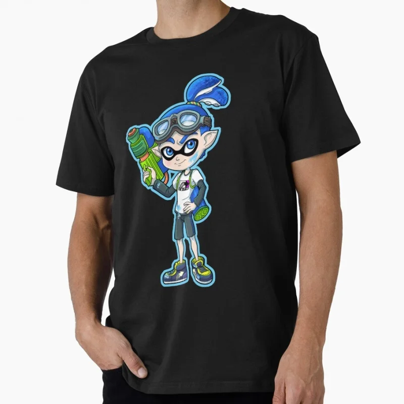 Squid Boy Cartoon Video game Splatoon Gift T-Shirt for gamer 100% Cotton y2k clothing Short-Sleeve Tee All Size Tops
