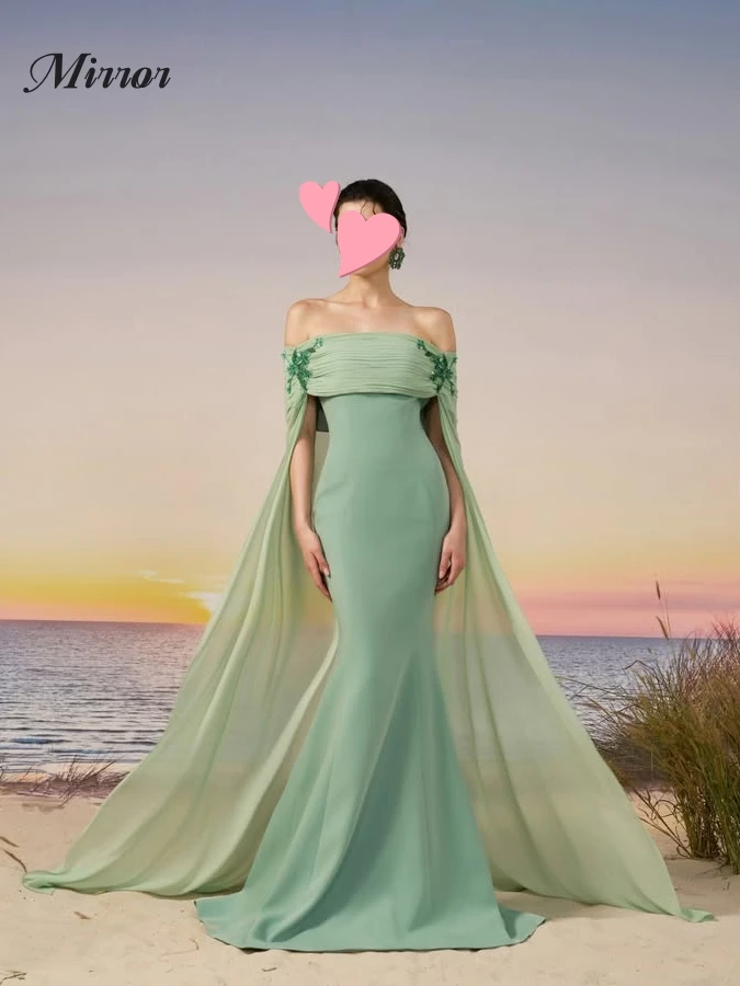 미러 드레스 우아한 빈티지 달콤한 그린 머메이드 비즈 쉬폰 새로운 맞춤형 공식 행사 프롬 드레스 이브닝 파티 가운