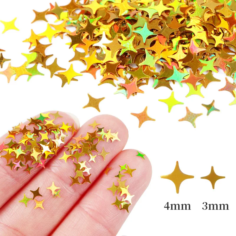 12 zakken vierzijdige stervorm nail art glitter vierhoekige ster laser pailletten voor doe-het-zelf ambachten, nail art decoratie, make-up stickers