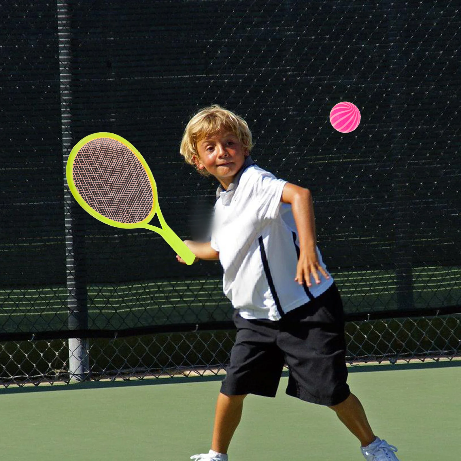 

1Set Plastic Tennis Racket Set Kids Parent Child Sports Outdoor Indoor Reaction Training 2 Balls 2 Rackets Random Colors