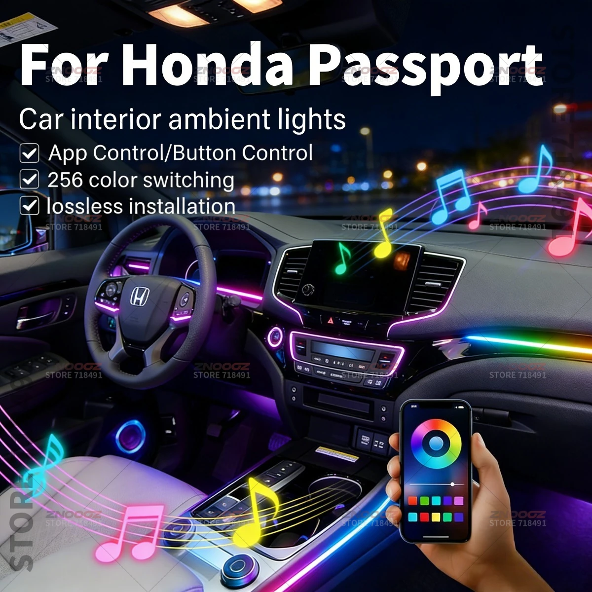 

22в1 RGB интерьер автомобиля акриловые автомобильные окружающие освещение RGB скрытая акриловая полоса украшения атмосферные аксессуары для паспорта Honda