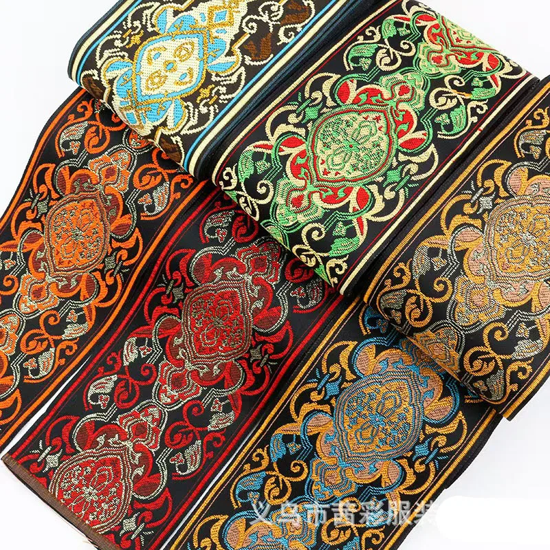 

Жаккардовая лента шириной 9 см. 10 ярдов. Швейные ленты, украшенные для отделки юбки меньшинств в этническом стиле, одежды и головных уборов.