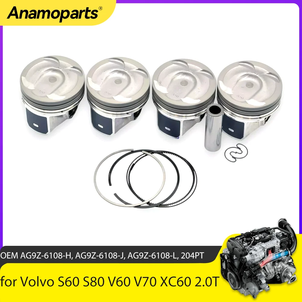 

87.52mm 4X Pinston Fit 2.0 T for Volvo S60 S80 V60 V70 XC60 2.0T B4204T7 B4204T6