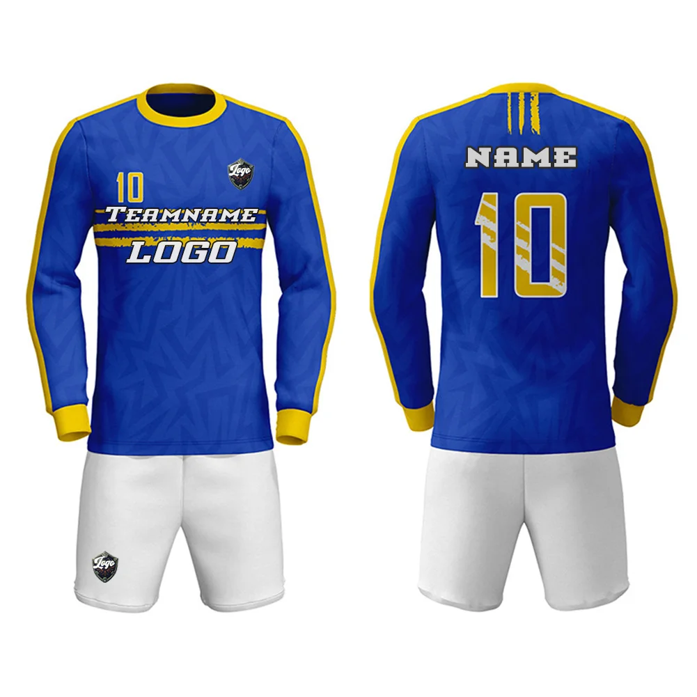 

Customized Football Long Sleeved Jerseys Clothes University Profession Soccer Team Uniform Men Youth Sports Suit New Sublimation