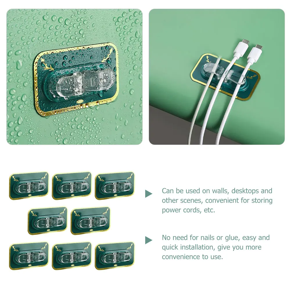 8 قطعة مقاطع كابلات منظم سلك ذاتي اللصق للجدار سطح المكتب إدارة الحبل حامل عصا على مشابك الأسلاك مشبك جدار الحبل #2