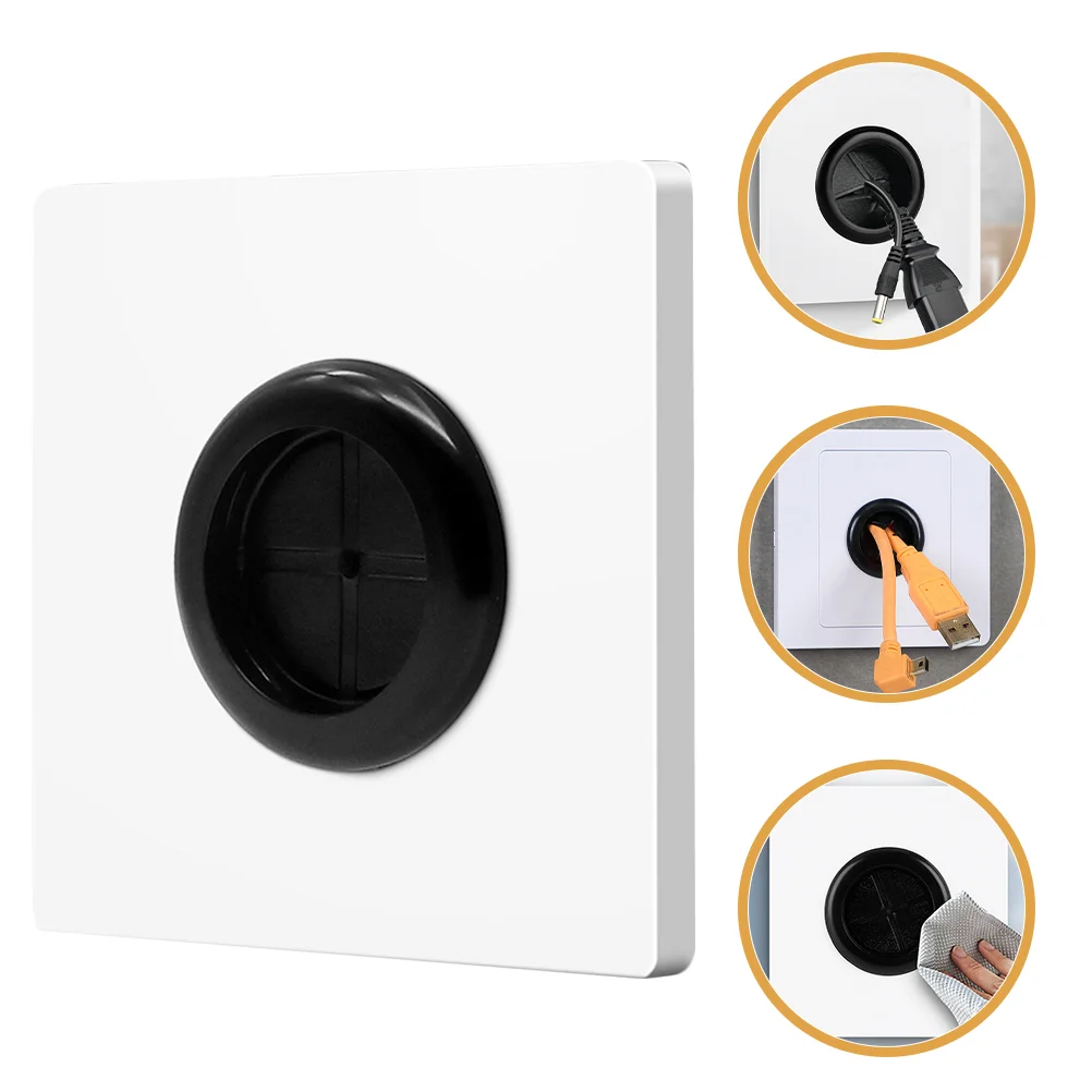 5 Pcs Threaded Socket Wall Plate Cable Pass Through Covers with Hole Management Plates Plastic for Blank