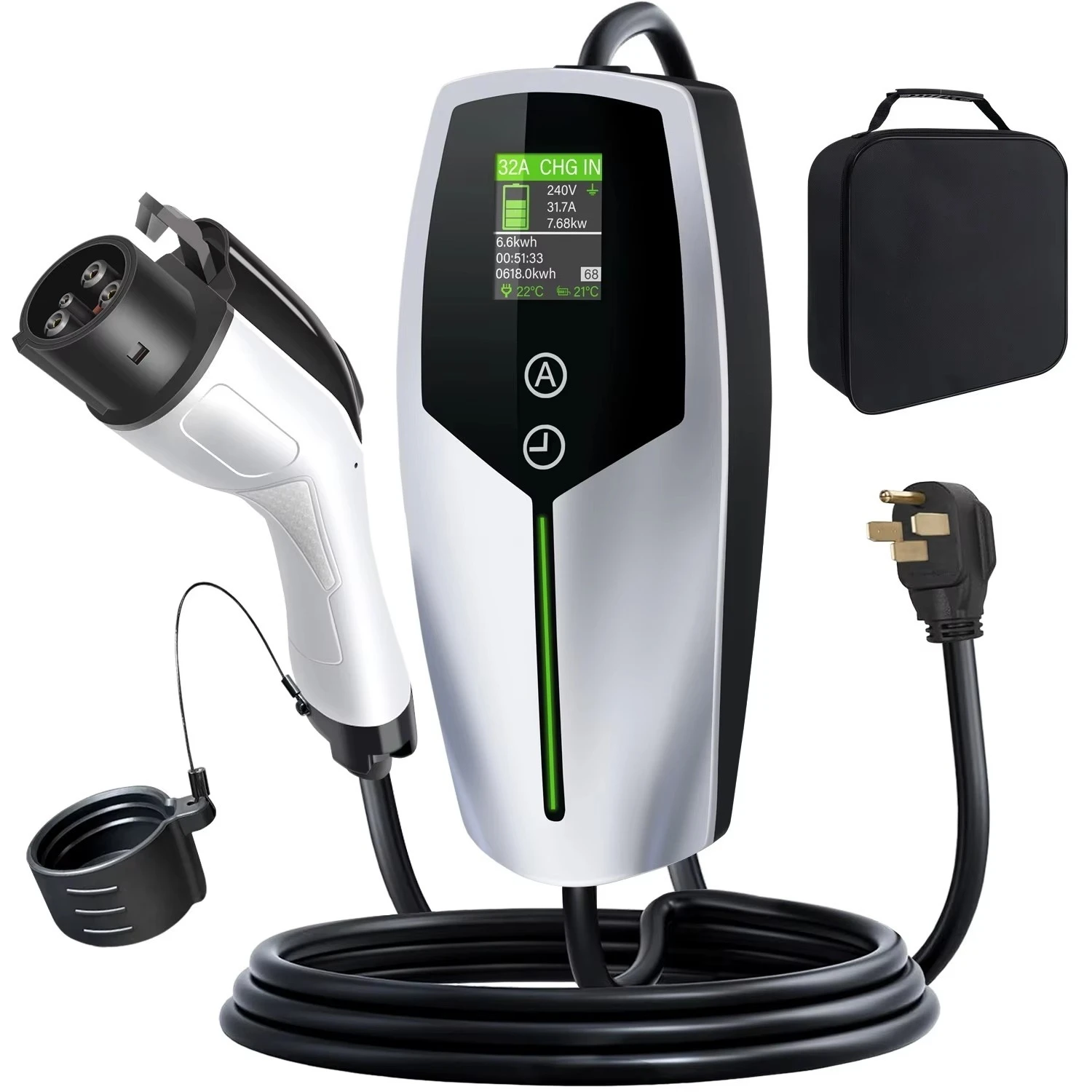 

LCLCTEK Portable J1772 EV Charger Level 2 NEMA 14-50P Adjustable Electric Mobile Car Charger 7.68KW EV Charging Station