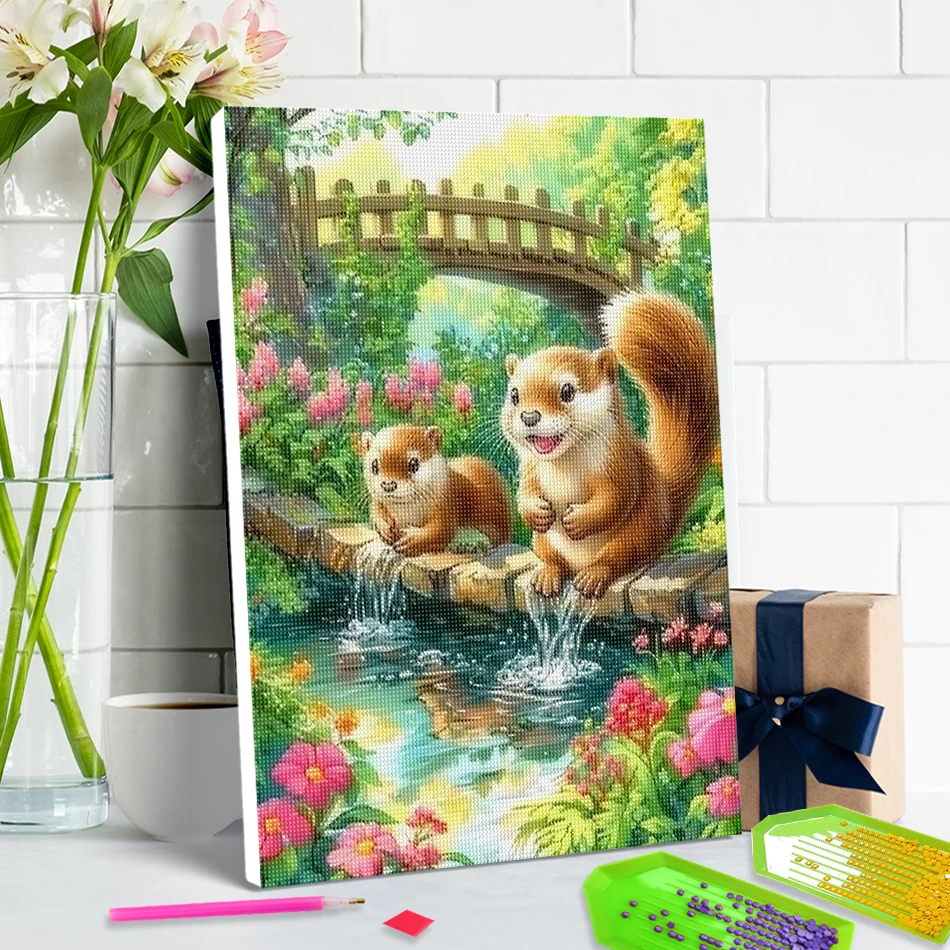 

SDOYUNO 5D Diamond Painting squirrel For Beginner 20X30cm ready frame 5D Diamond Pictures Full Square/Round Drill Stitch Kits