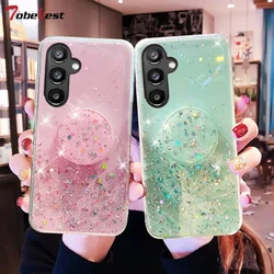 Bling Glitter Silver Foil phone holder Case For Samsung Galaxy A16 A06 5G Silicone Cover