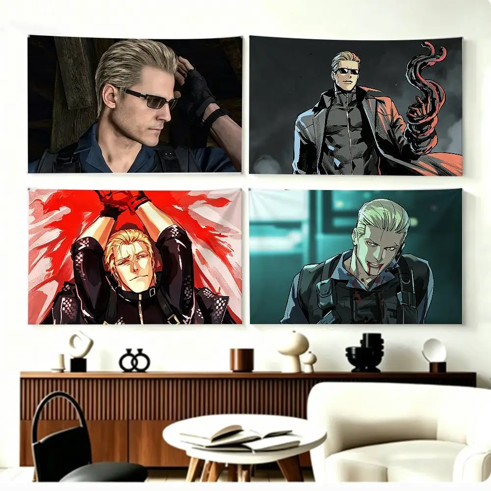 Wesk-Soldier A-Albert Wesker    Flags Wall Hanging Background Art Banner for Bedroom Home Outdoor Decor