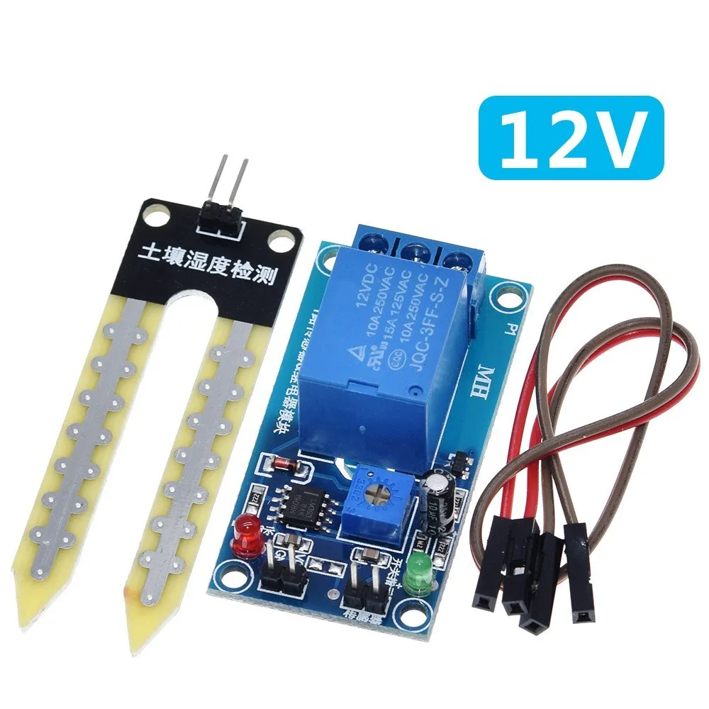 12V soil moisture sensor relay control module lower than humidity start switch automatic watering