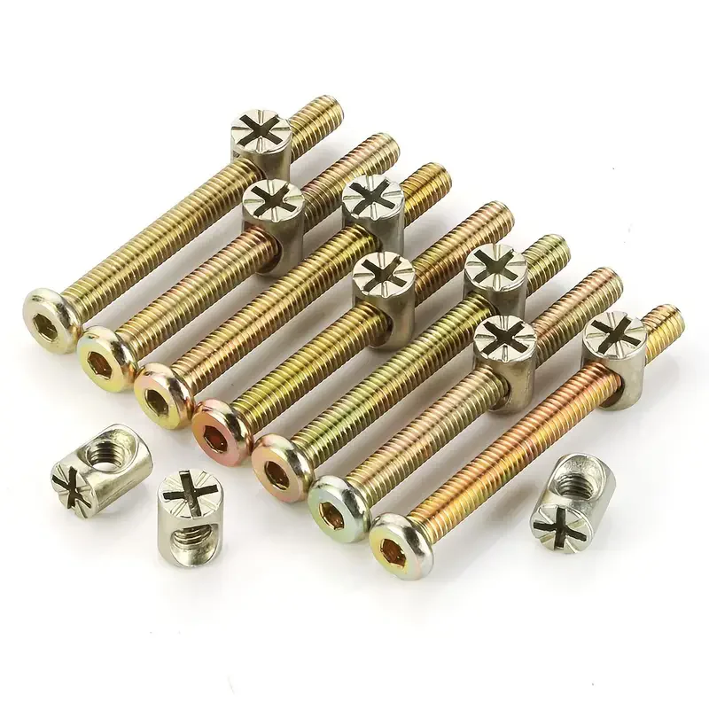 M6 x 40/50/60/70/80mm Zinc Plated Hex Drive Socket Cap Furniture Barrel Screws Bolt Nuts Assortment Kit for Furniture Cots Beds