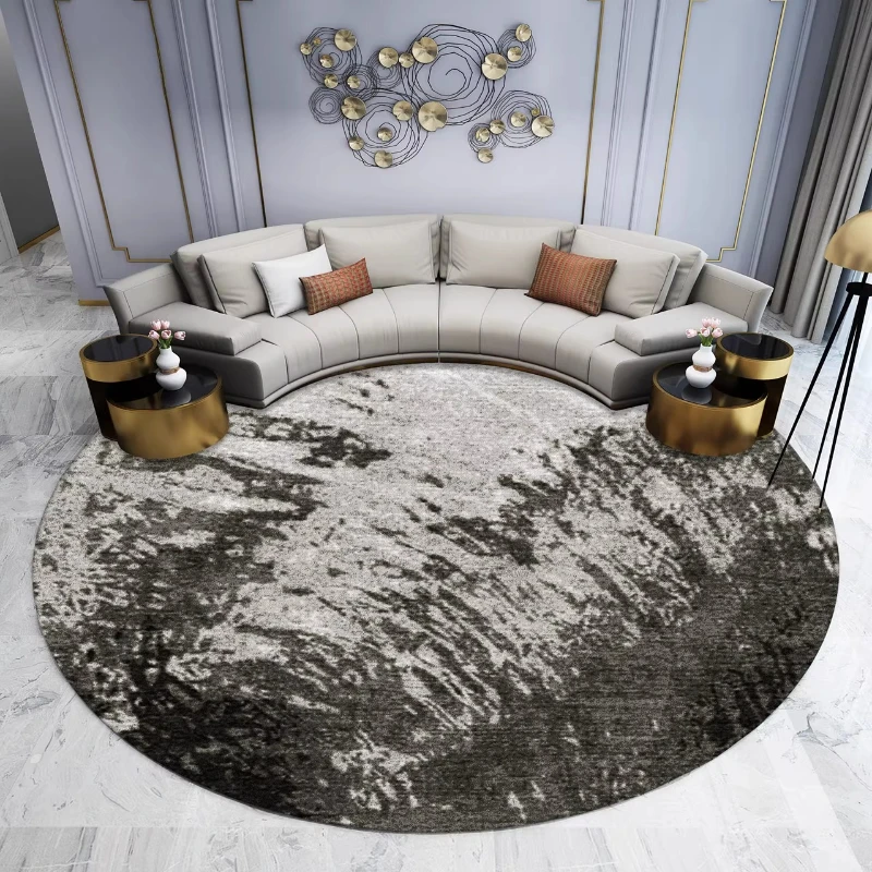 Modern Style Carpets for Living Room Light Luxury Bedroom Decor Round Carpet Thicken Plush Lounge Rug Fluffy Soft Floor Grey Mat