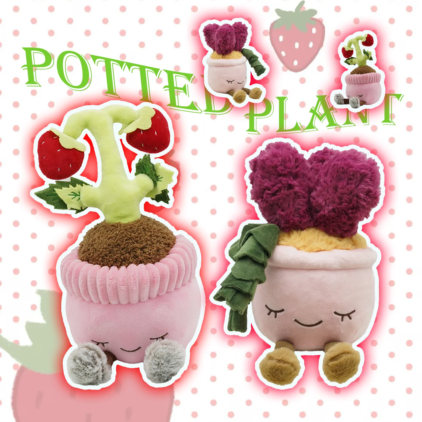 

Yanqing New Kawaii Strawberry Pot Plush Toys Strawberry Stuffed Dolls Plant Plushie Soft Stuffed Dolls Home Decor Birthday Gifts
