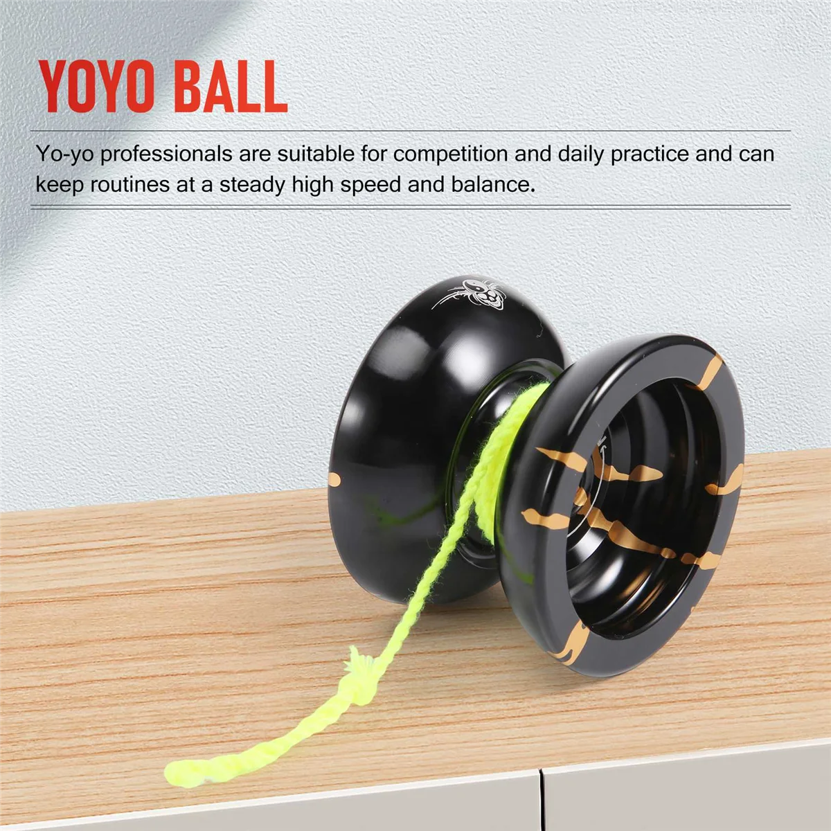 Magicyoyo N11 Alloy Aluminum Professional Yoyo Unresponsive Yoyo Ball (Black Golden) Bag, Glove 5 Strings