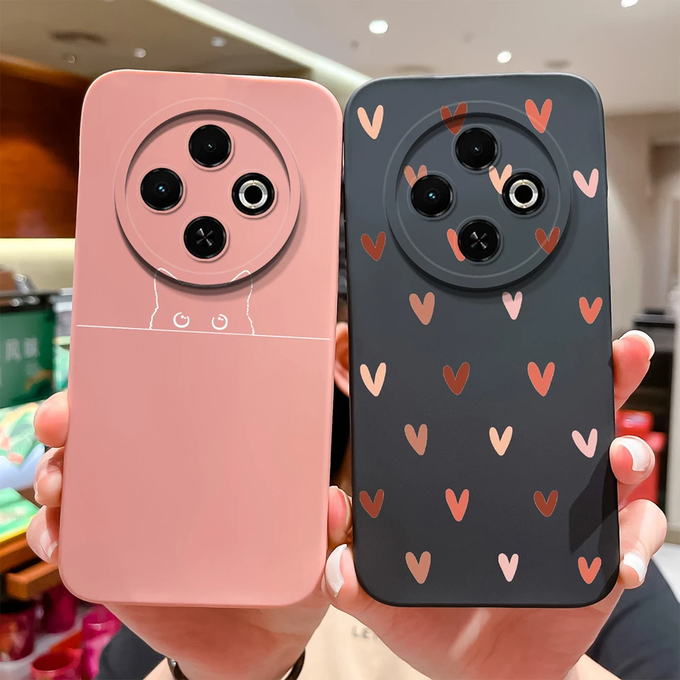 Cases For Tecno Spark 30 30C 4G 5G Love Heart Bear Liquid Durable Shockproof High Quality Shell For Tecno Spark 30C Coque Funda