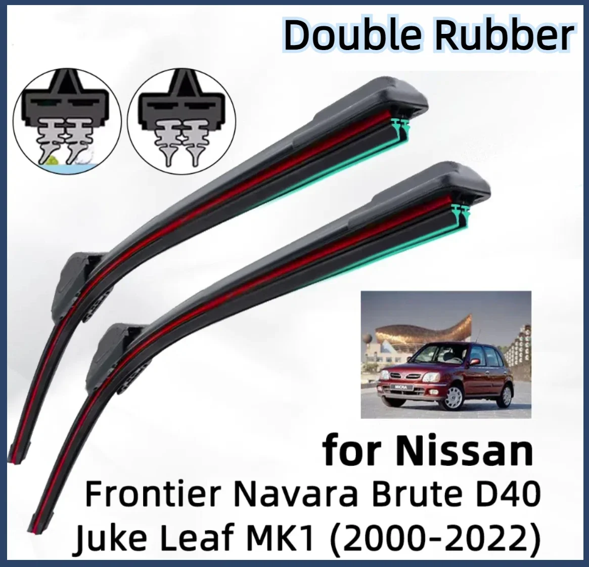 

Double Rubber Car Wiper for Nissan Micra K11 K12 K13 Micra K14 Front Wiper Blades Brushes Cutter Accessories Windscreen