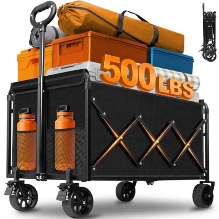 

Foldable Heavy Duty Wagon Cart for Groceries Moving Storage Yard Work Travel Shopping Picnic Pets with Wheels Portable Collapsi