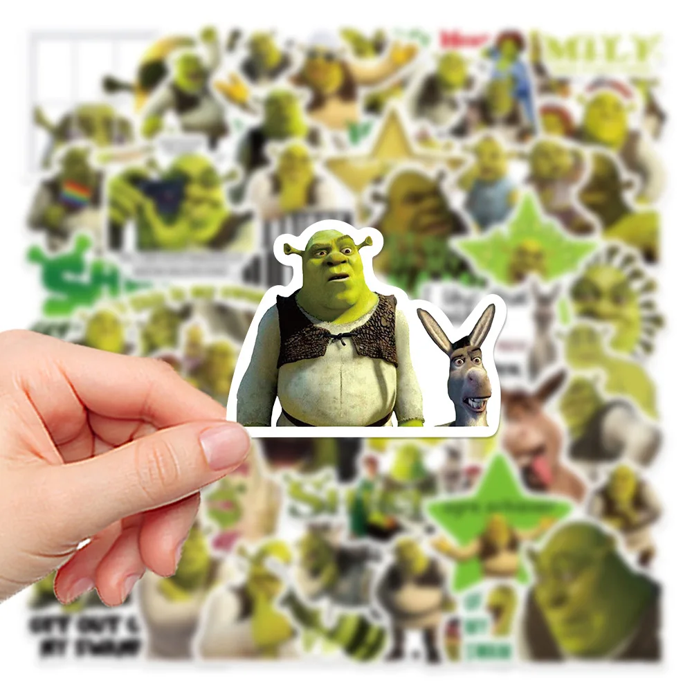 Monstro dos desenhos animados Shrek Graffiti Adesivo, DIY, decalques impermeáveis, laptop, mala, guitarra, estrela, 52pcs