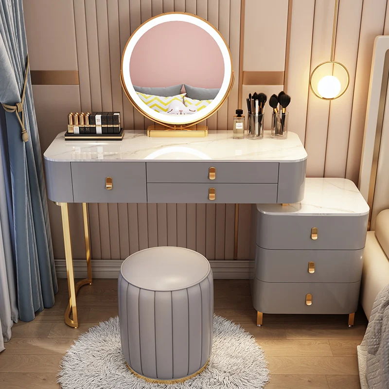 Luxury Nordic Vanity Table Organizers Storage Girls Makeup Vanity Table Bedroom Modern Coiffeuse De Chambre Furniture